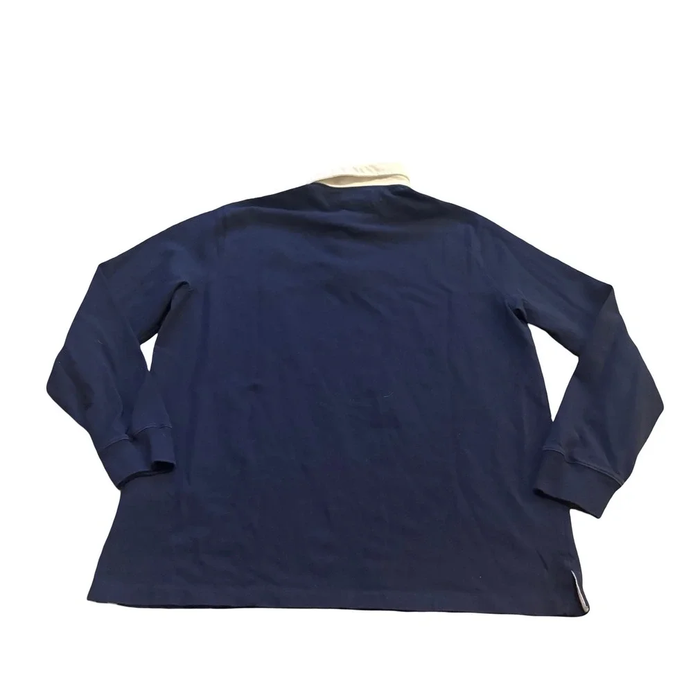 Polo Ralph Lauren Mens XL Navy Blue Big‎ Pony Custom Slim Fit Rugby Shirt L/S